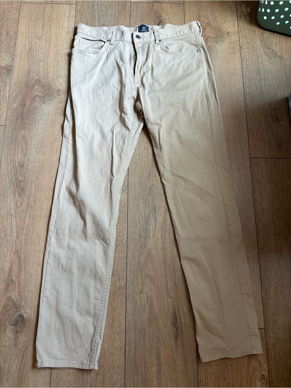 H&M Men's Slim Straight Pants in Light Beige